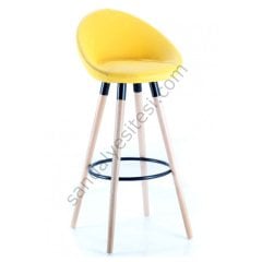 Laria Ahşap Ayaklı Bar Sandalyesi Sarı