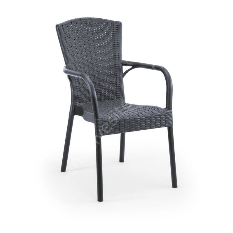 Laroy PP Kollu Rattan Sandalye Antrasit