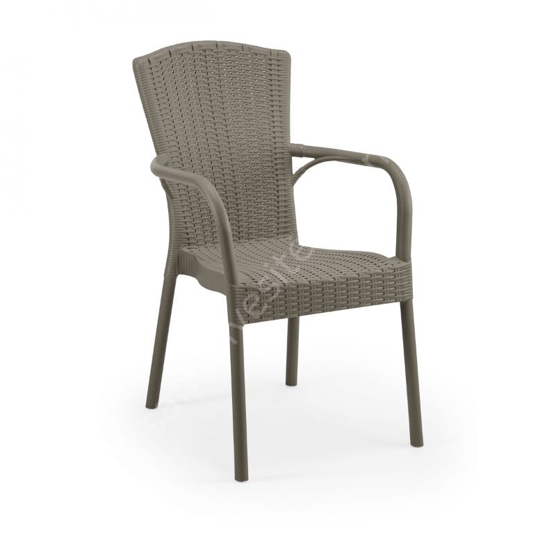 Laroy PP Kollu Rattan Sandalye Gri