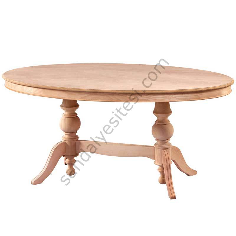 Ham 170'lik Çift Ayaklı Oval Ahşap Masa