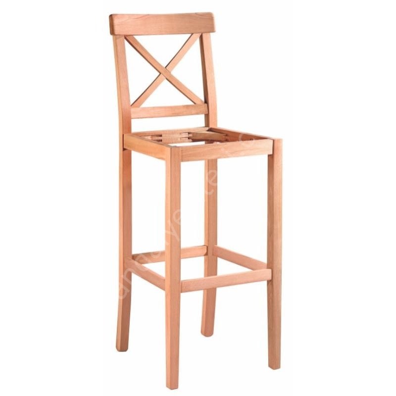 Ham Ahşap Çapraz Döşemeli Bar Taburesi 003
