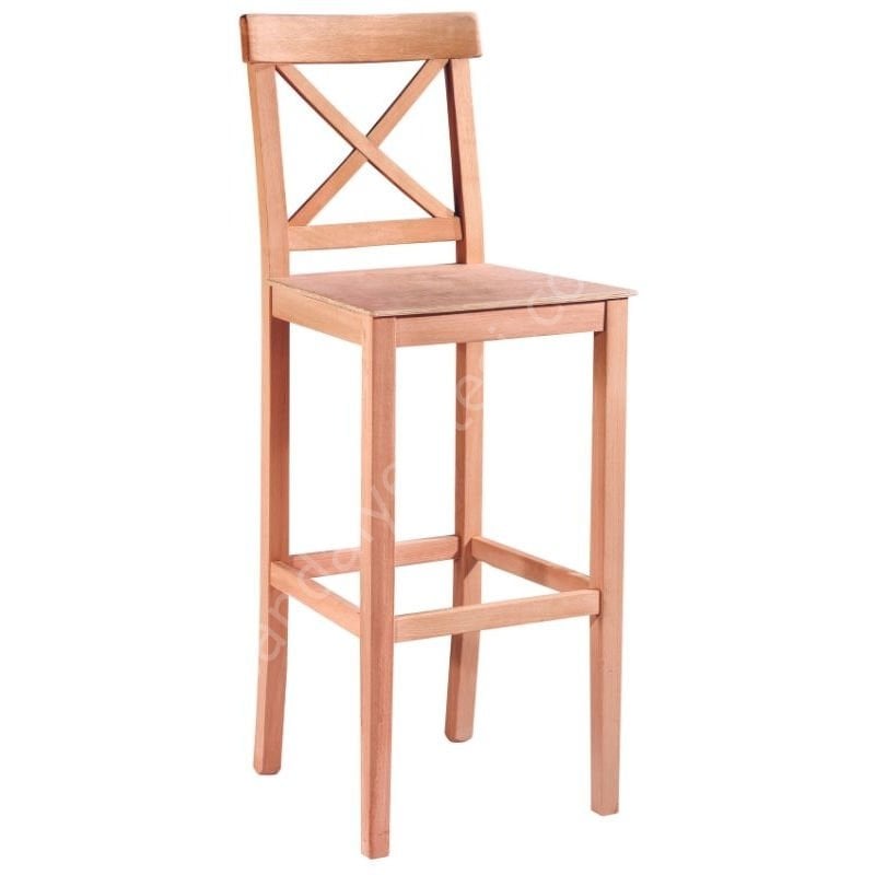 Ham Ahşap Çapraz Izgaralı Bar Taburesi 002