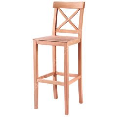 Ham Ahşap Çapraz Izgaralı Bar Taburesi 65 Cm