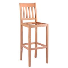 Ham Ahşap Çıtalı Döşemeli Bar Sandalyesi