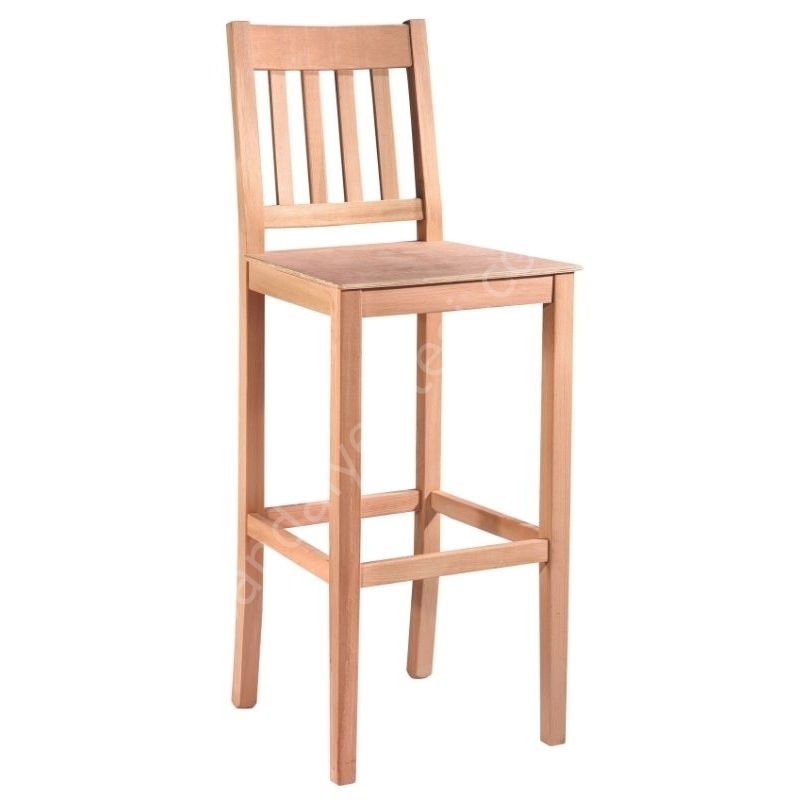 Ham Ahşap Çıtalı Izgaralı Bar Sandalyesi 65 Cm