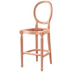 Ham Ahşap Tornalı Bar Sandalyesi