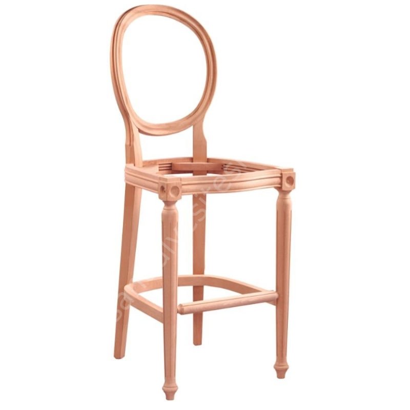Ham Ahşap Tornalı Bar Sandalyesi