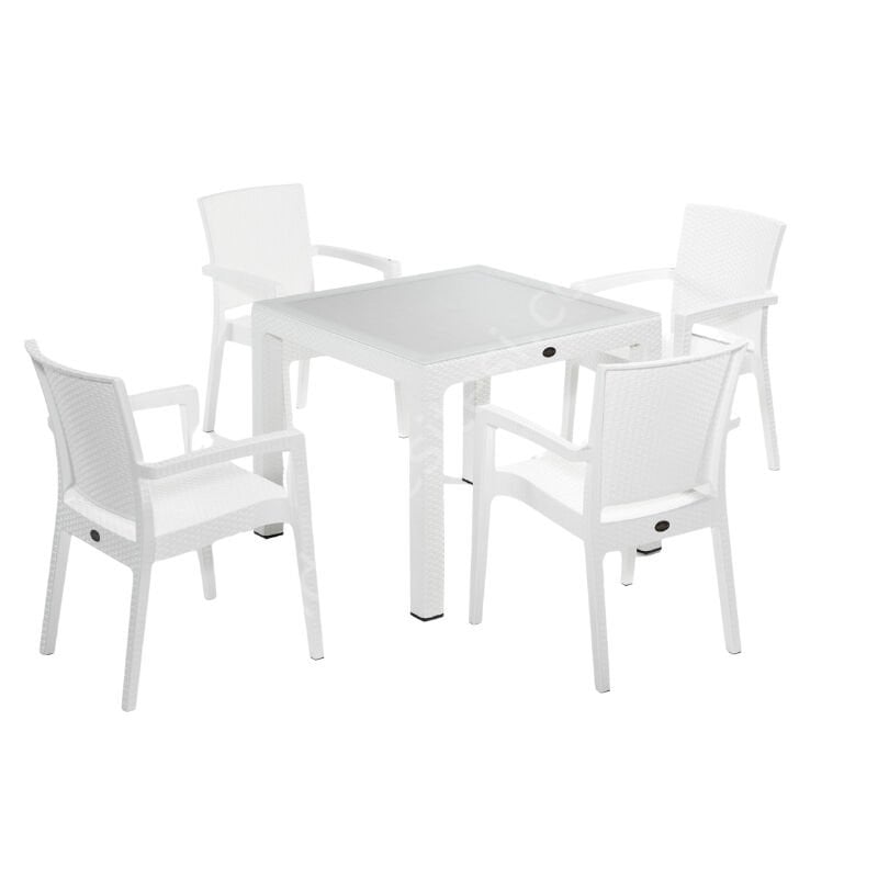 Real 4'lü Masa Sandalye Takımı 90x90 Beyaz