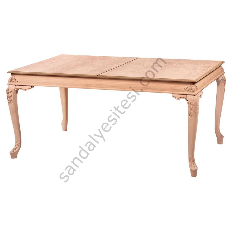 Ham Bombeli Oymalı Açılır Ahşap Yemek Masası 170'lik