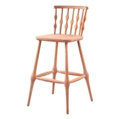 Ham Boncuk Ahşap Bar Sandalyesi