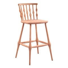 Ham Boncuk Ahşap Bar Sandalyesi