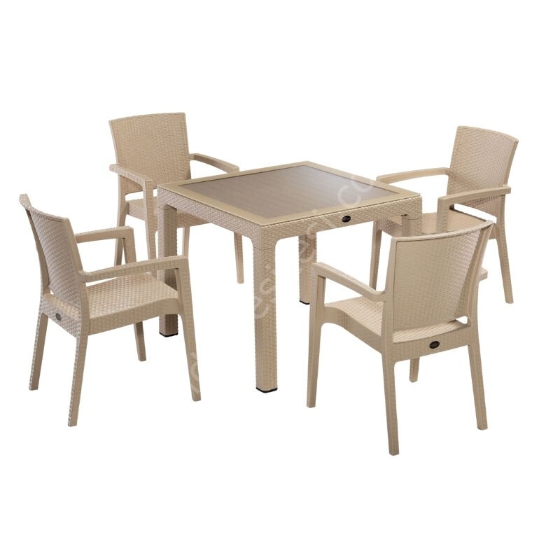 Real 4'lü Masa Sandalye Takımı 90x90 Kapuçino