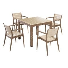 Kom 4'lü Masa Sandalye Takımı 90x90 Çölkahvesi-Kapuçino