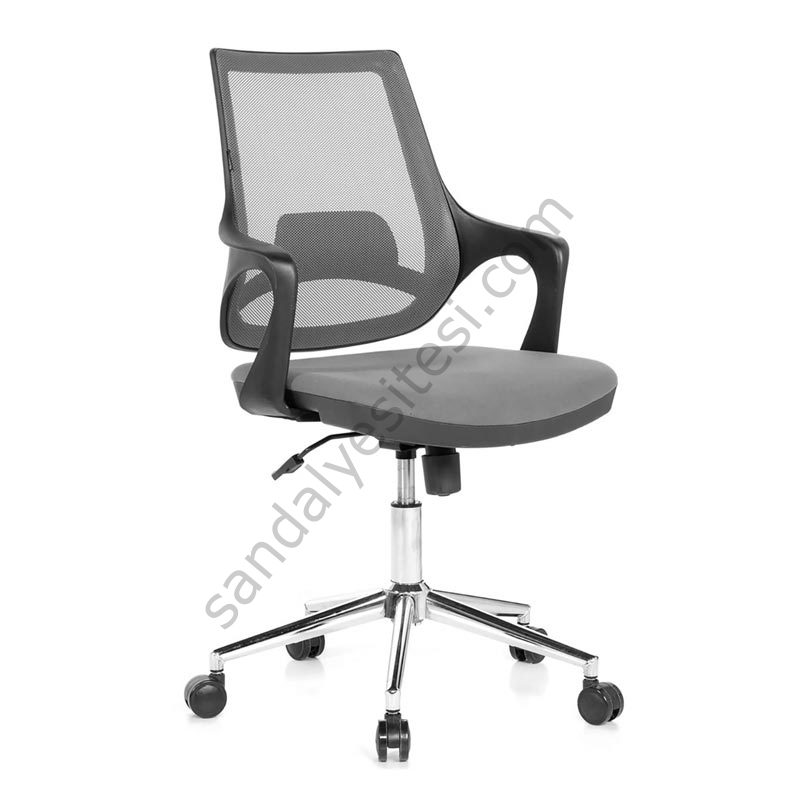 Regal Krom Ayaklı Çalışma Koltuğu Gri