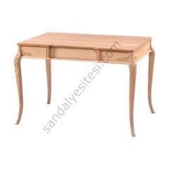 Ham İpek Oymalı Ahşap Çalışma Masası