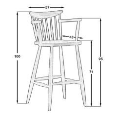 Ham Kırlangıç Kollu Ahşap Bar Sandalyesi