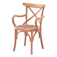 Ham Tonet Çapraz Döşemeli Kollu Ahşap Sandalye
