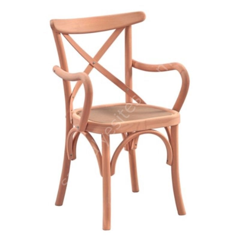 Ham Tonet Çapraz Döşemeli Kollu Ahşap Sandalye