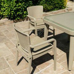 Seul 90x150 cm Rattan 6 Kişilik Camlı Masa Takımı