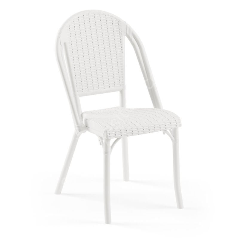 Flash Rattan Görünümlü Plastik Sandalye Beyaz