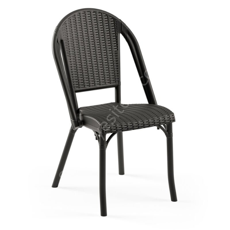 Flash Rattan Görünümlü Plastik Sandalye Siyah