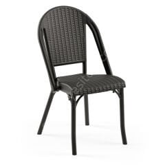 Flash Rattan Görünümlü Plastik Sandalye Siyah