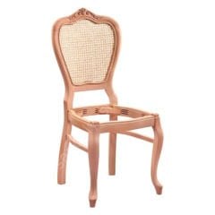 Hasırlı Klasik Oymalı Ham Ahşap Sandalye 001