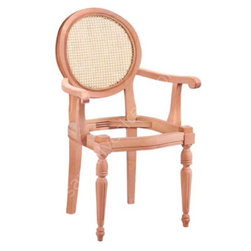 Aras Hasırlı Kollu Ham Ahşap Sandalye