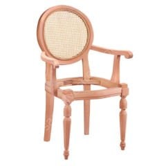 Aras Hasırlı Kollu Ham Ahşap Sandalye