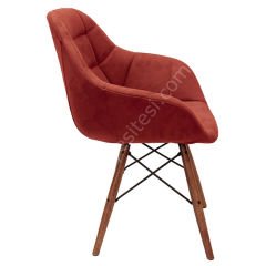 Arf Ceviz Ahşap Ayaklı Cafe Sandalyesi Kremit