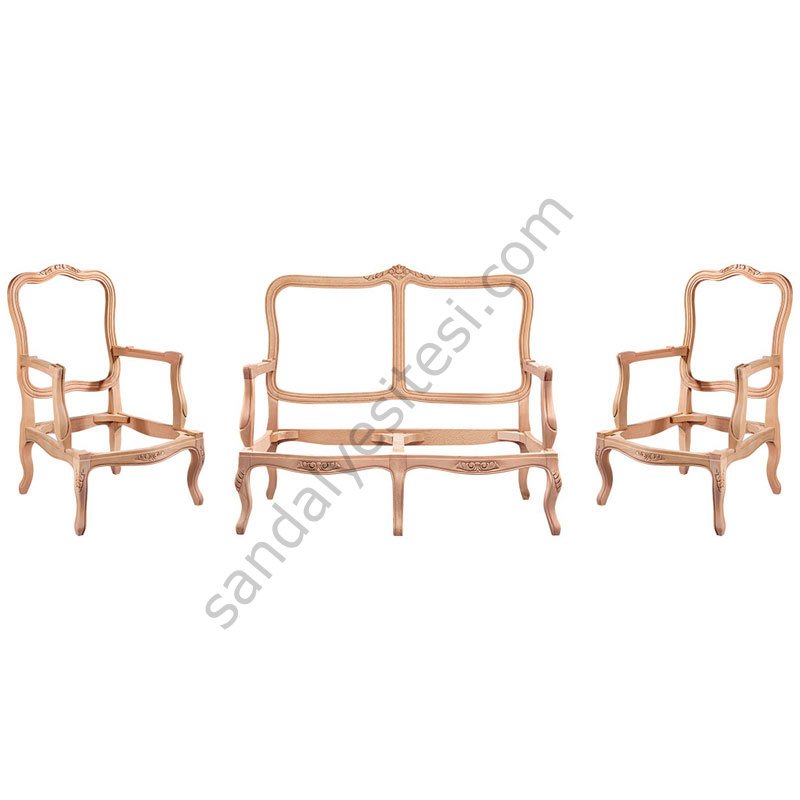 İtalyan Oymalı Ham Ahşap Çay Takımı