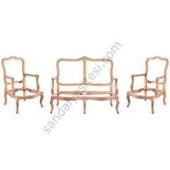 İtalyan Oymalı Ham Ahşap Çay Takımı