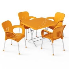 Didim 80x80 Katlanır Masa Takımı Turuncu