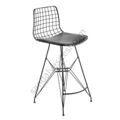 Kafes Mini Tel Bar Sandalyesi Siyah 65 cm