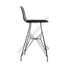 Kafes Mini Tel Bar Sandalyesi Siyah 77 cm