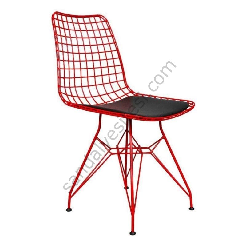 Kafes Tel Sandalye Kırmızı
