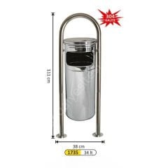 Bahçe Paslanmaz Çöp Kovası Narin Ayaklı 34 Litre