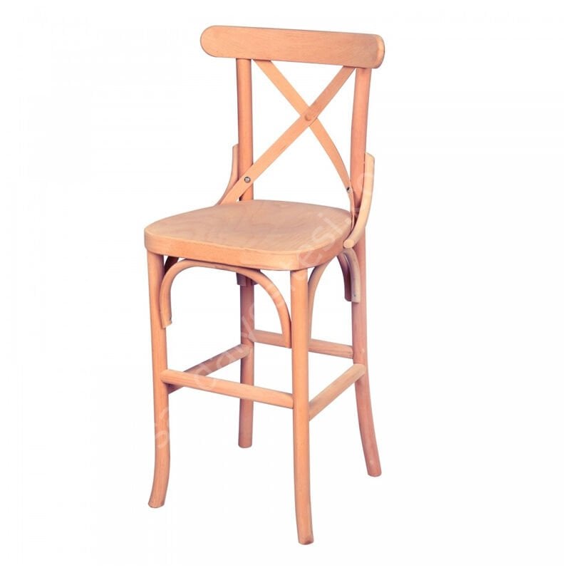 Baroun Ham Ahşap Bar Sandalyesi