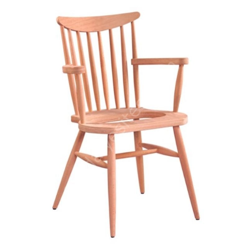 Kırlangıç Döşemeli Ham Ahşap Kollu Sandalye