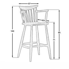 Kırlangıç Kollu Ahşap Lüx Bar Sandalyesi