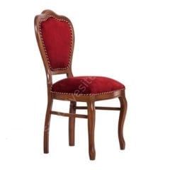 Klasik Ahşap Sandalye Ceviz Kırmızı