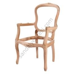 Klasik Döşemeli Etek Oymalı Ham Ahşap Berjer