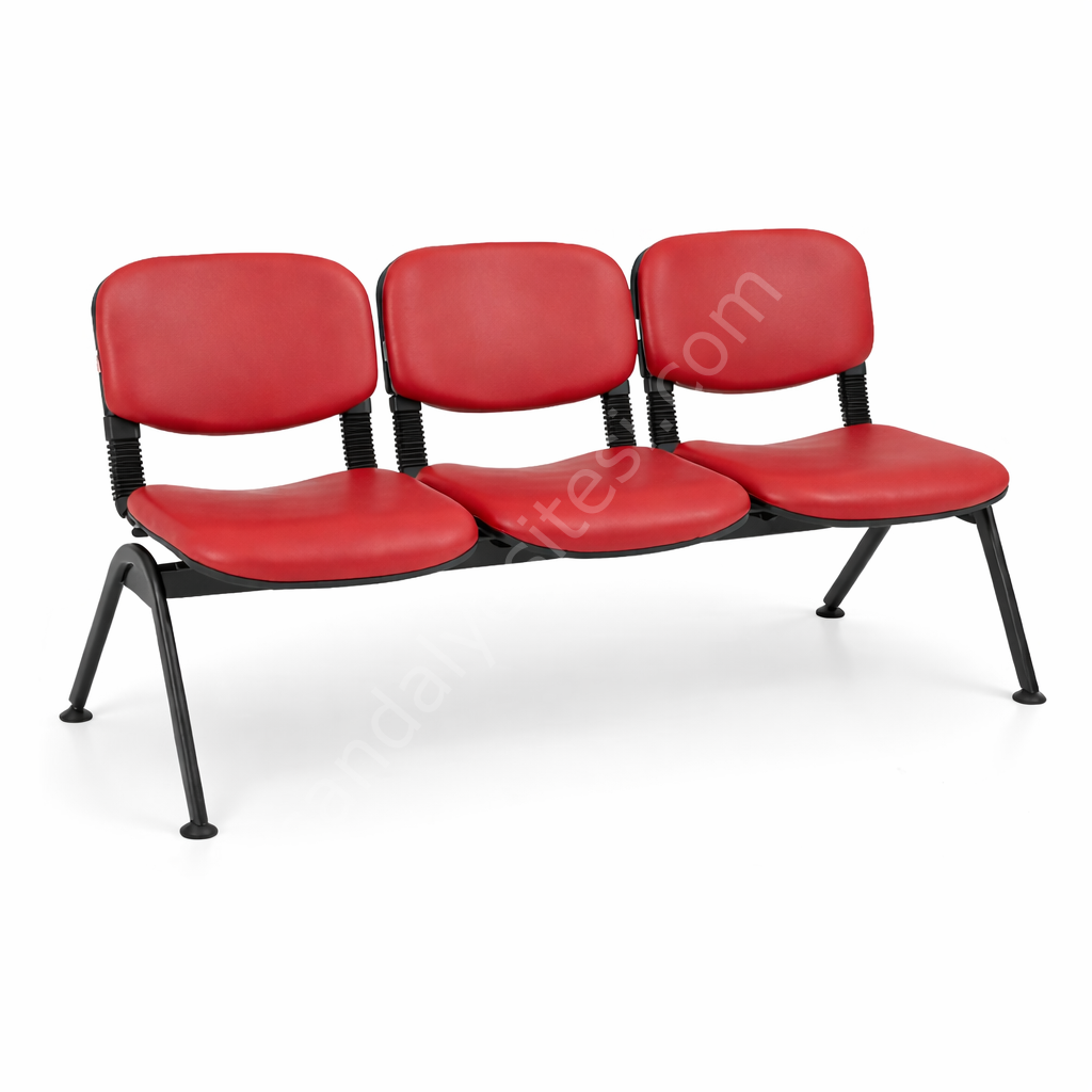 Form Üçlü Bekleme Koltuğu Boyalı Kırmızı
