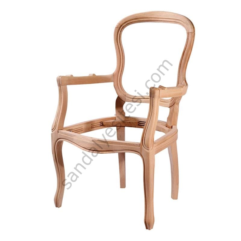 Klasik Döşemeli Ham Ahşap Berjer