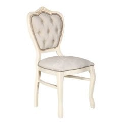 Klasik Oymalı Ahşap Sandalye Beyaz