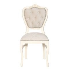 Klasik Oymalı Ahşap Sandalye Beyaz