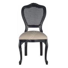 Klasik Oymalı Ahşap Sandalye Siyah