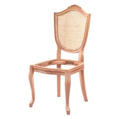 Kupa Hasırlı Oymalı Ham Ahşap Sandalye