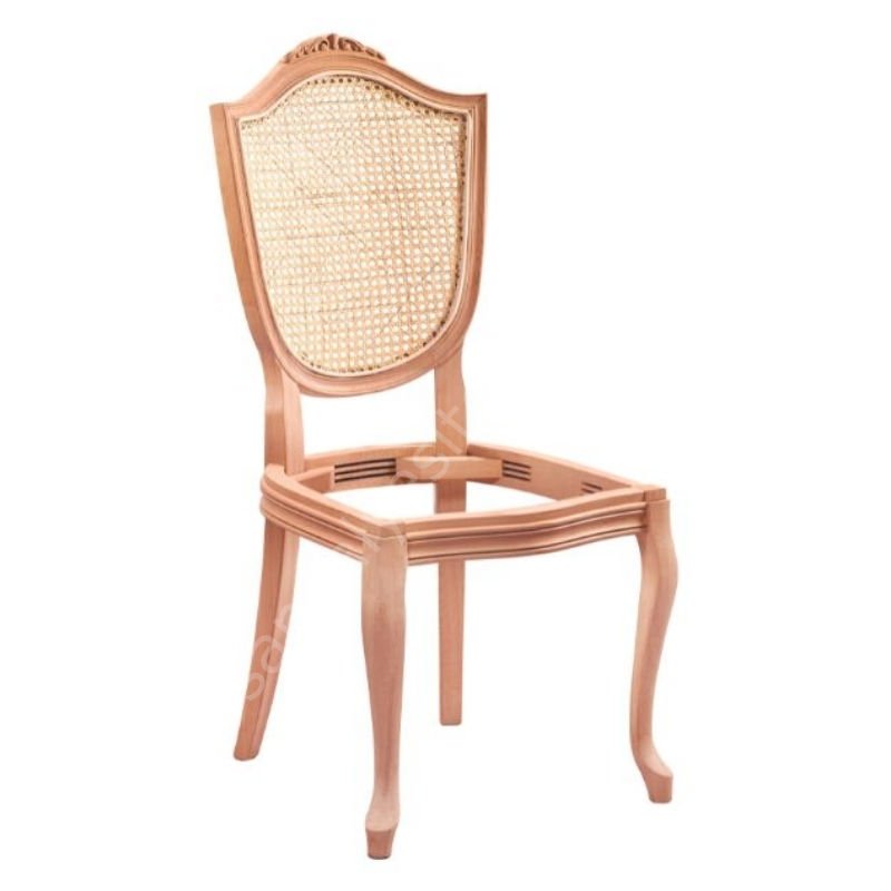 Kupa Hasırlı Oymalı Ham Ahşap Sandalye