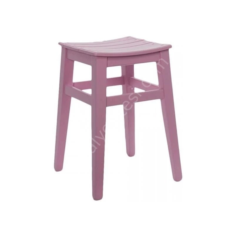 Boyalı Ahşap Tabure 45 cm Pembe